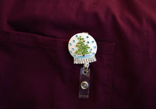 Snow Globe Enamel and Crystal Badge Reel