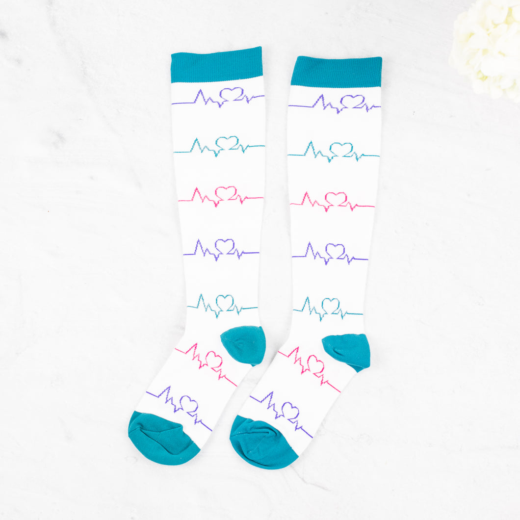 Heart EKG Compression Socks